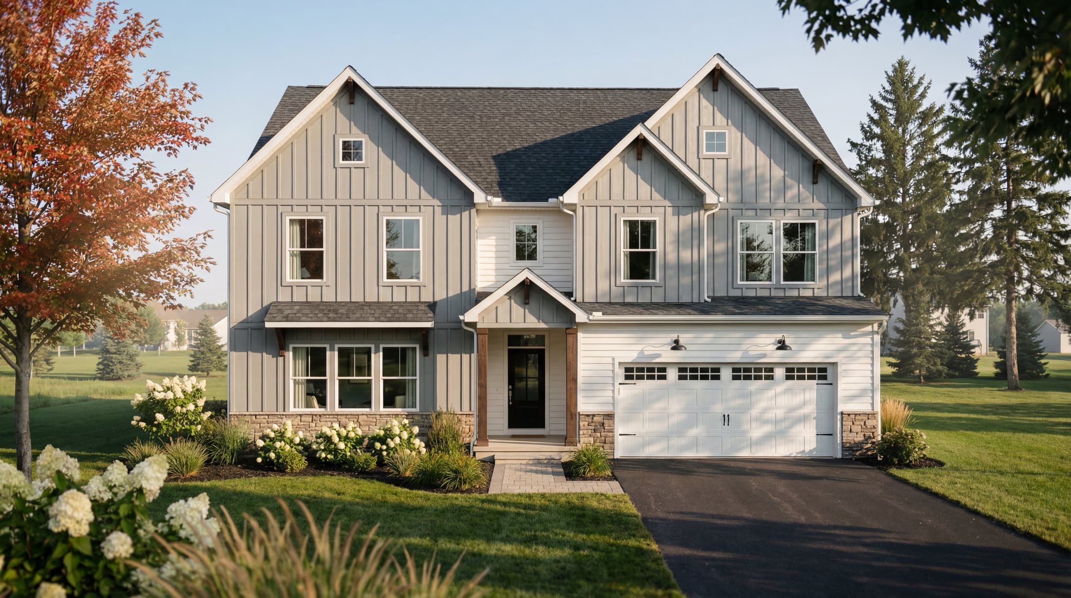 Photorealistic exterior render of a traditional residential property